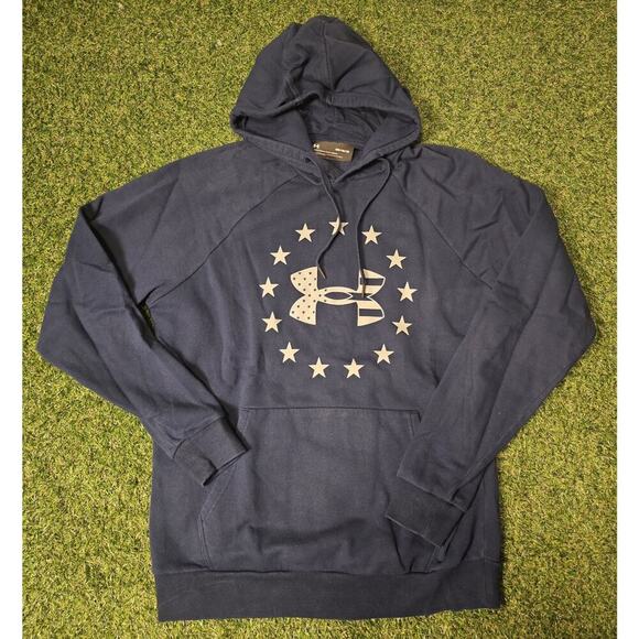 Under Armour Sweatshirt Men Medium Blue X Storm USA American Flag Loose Pullover - Picture 1 of 6